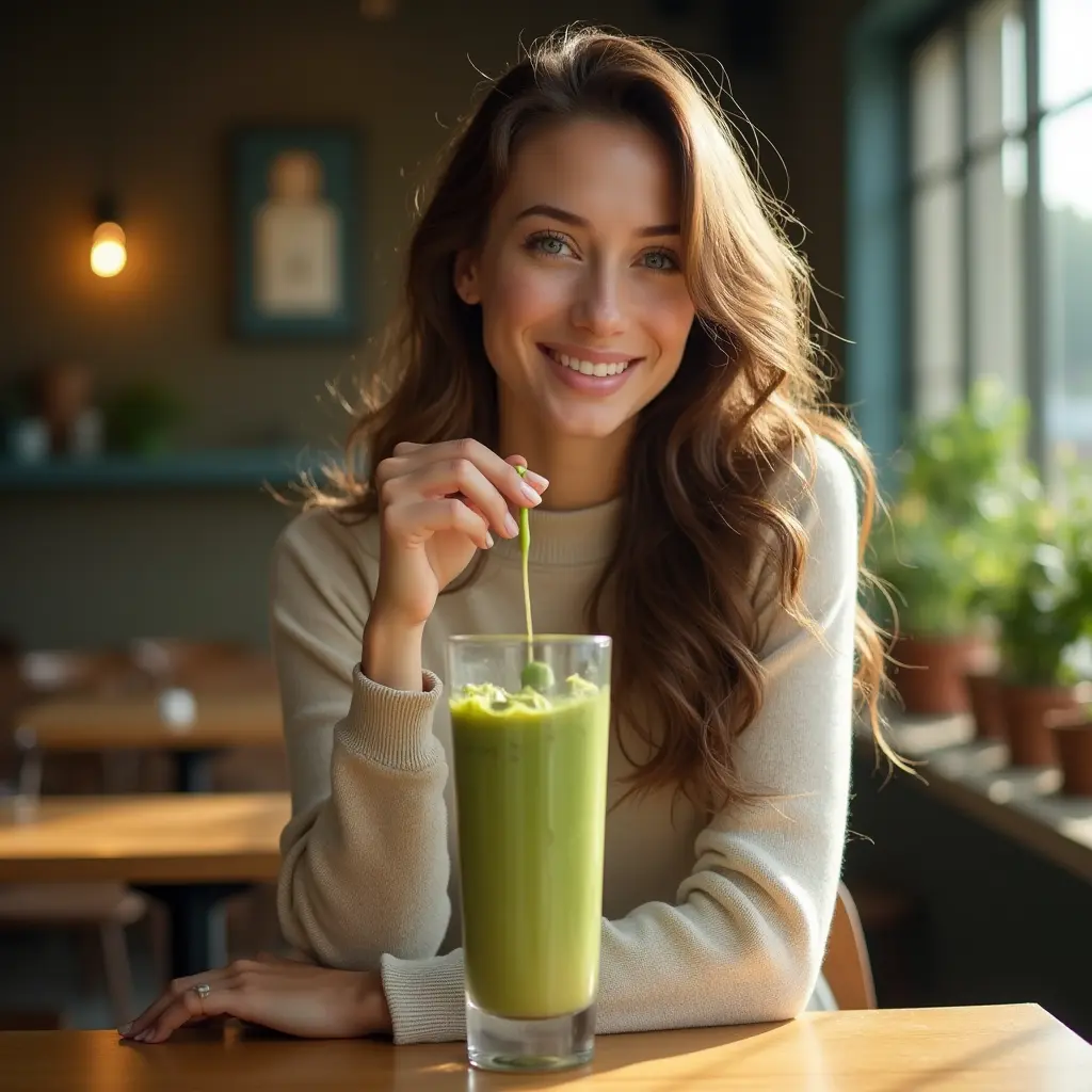 Freshly blended avocado juice in a glass with ice and mint garnish
