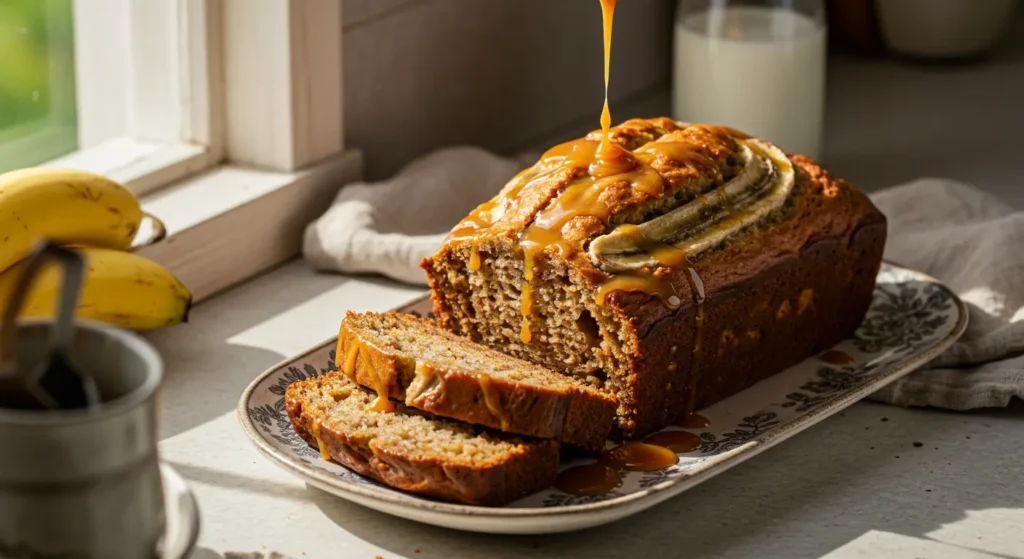 Homemade whole grain banana bread with nuts asking is banana bread healthy or unhealthy